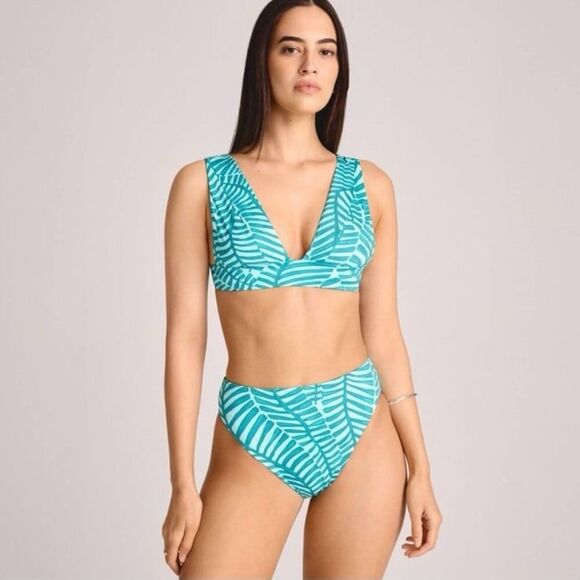 NWOT Vitamin A Longline Plunge Bikini Top in Jade Print Size 2XL - Picture 2 of 7